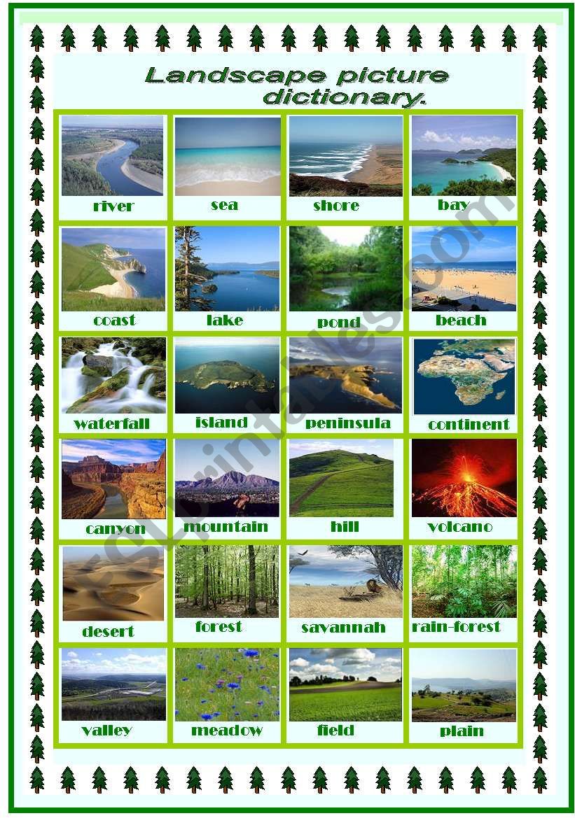 Landscape picture dictionary worksheet
