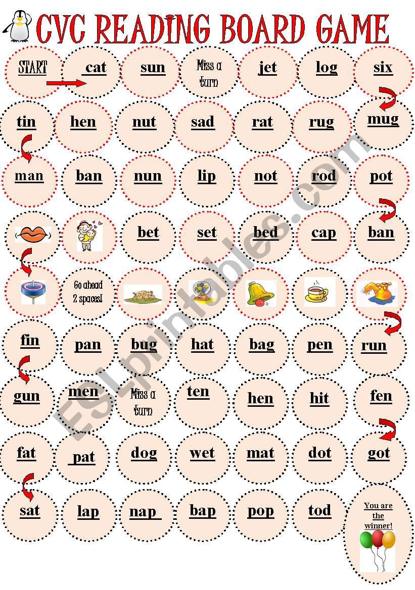 CVC PRACTICING BOARD GAME. worksheet