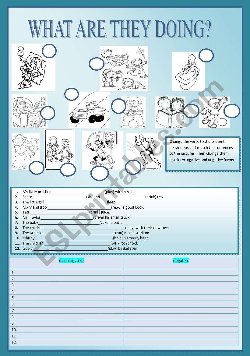 Present continuous worksheet