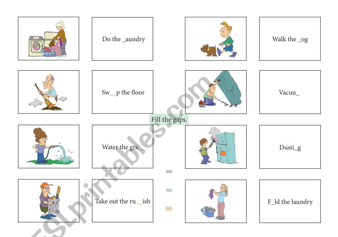 Chores - Fill the Gaps 1 worksheet