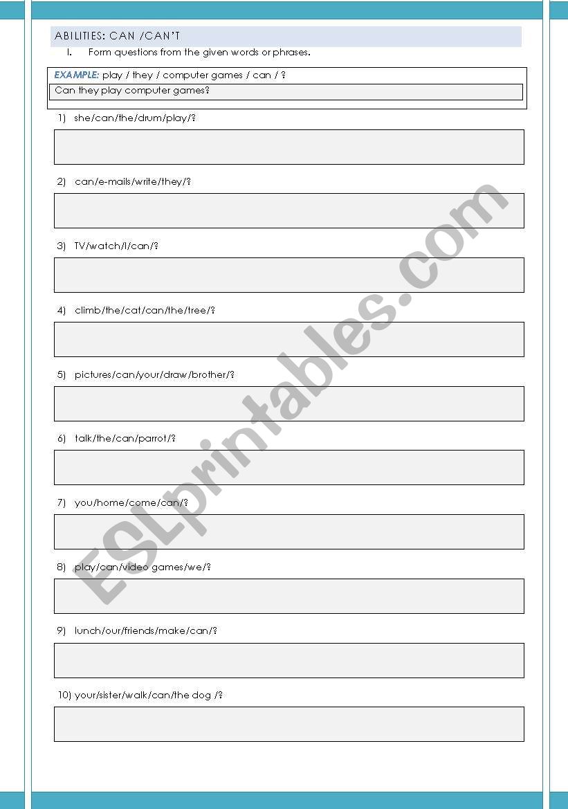 ABILITIES - CAN INTERROGATIVE FORM