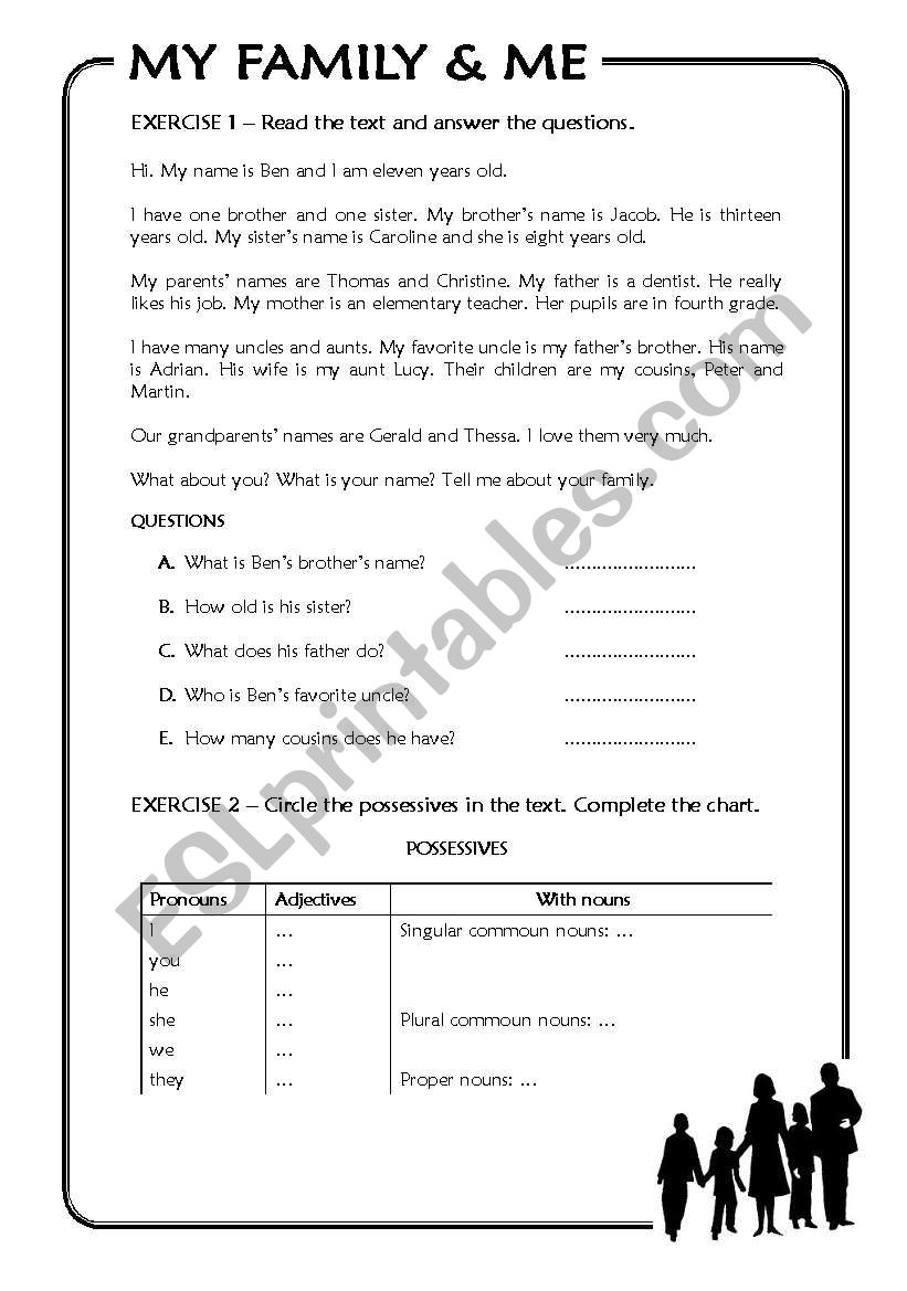 My Family & Me worksheet