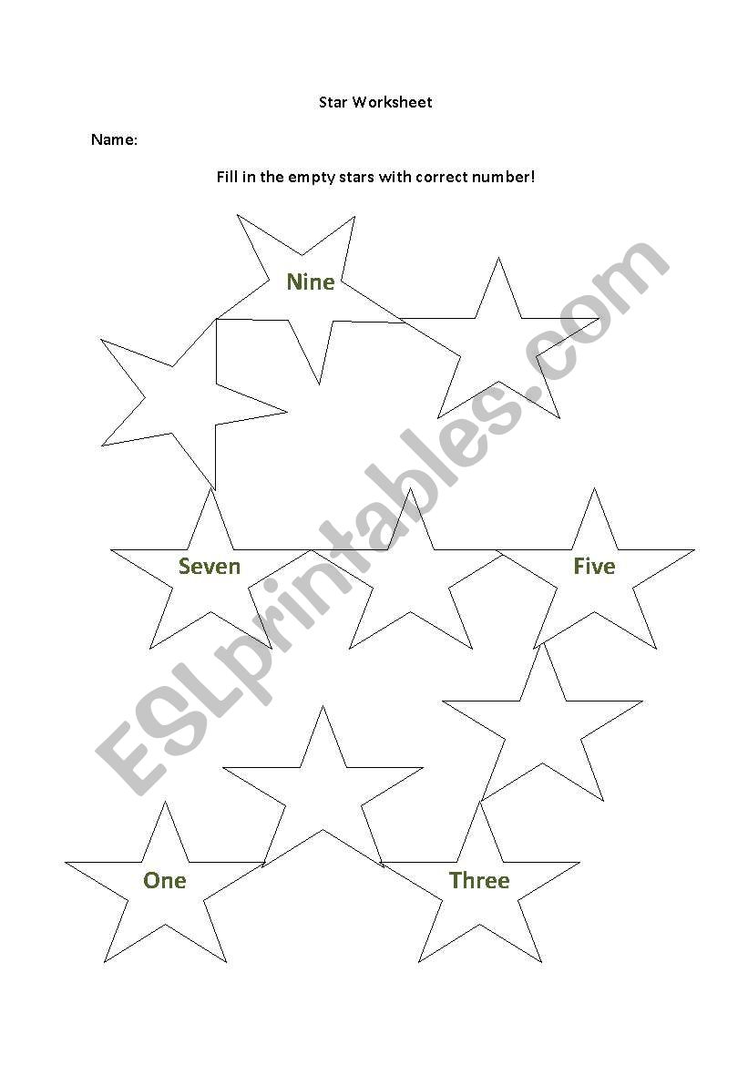 numbered stars worksheet