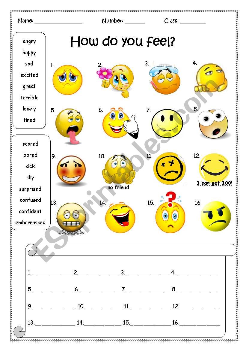 how do you feel? worksheet