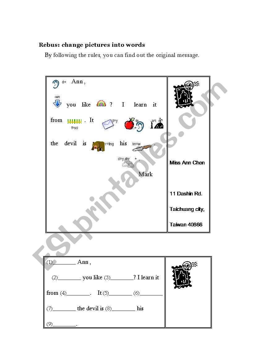 Rebus worksheet