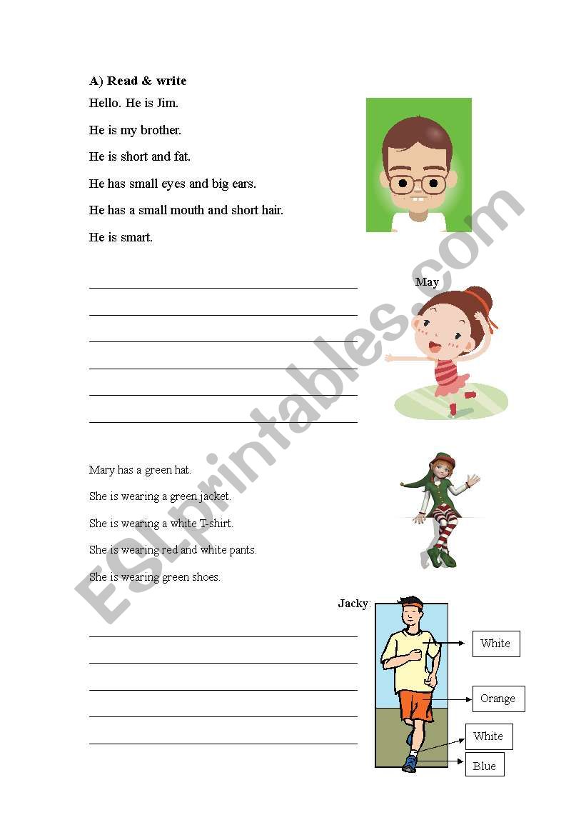 P.1 writing worksheet