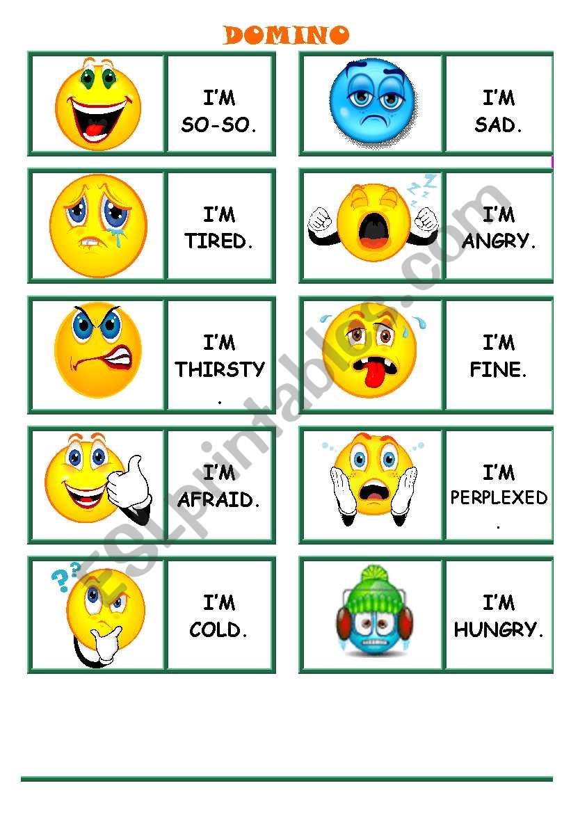 feelings domino worksheet