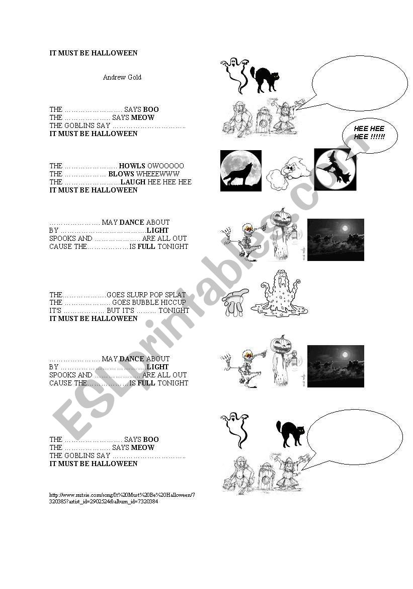 HALLOWEEN SONG worksheet