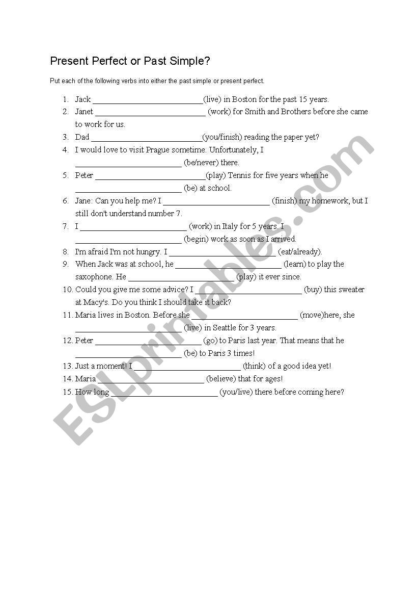 Present perfect or past simple