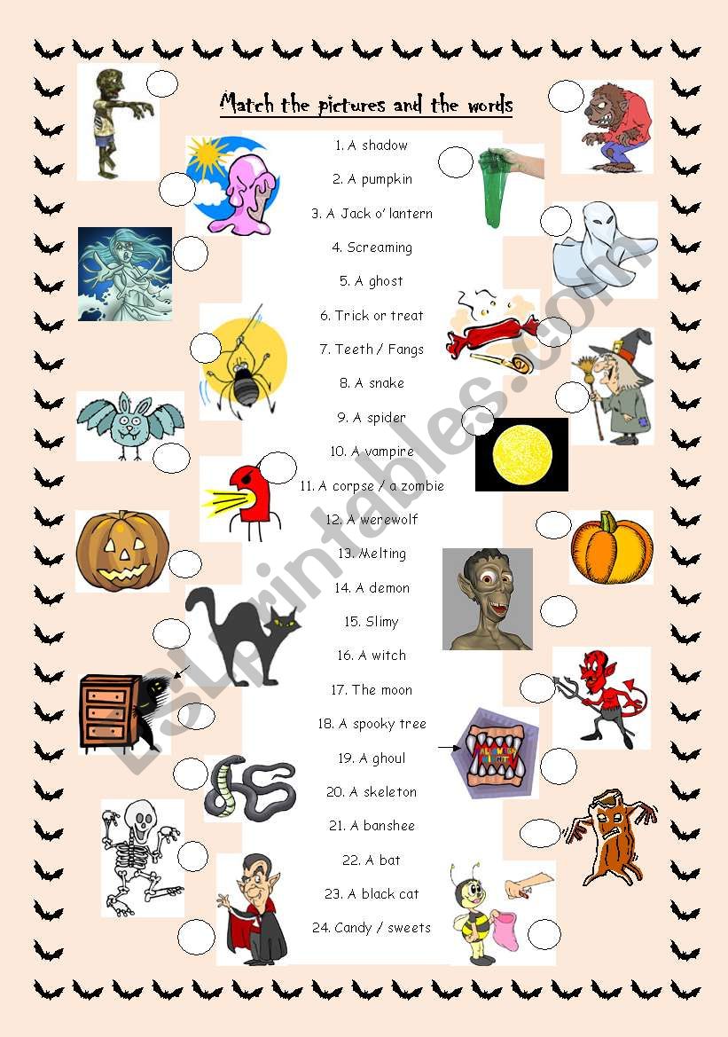 Match making Halloween worksheet