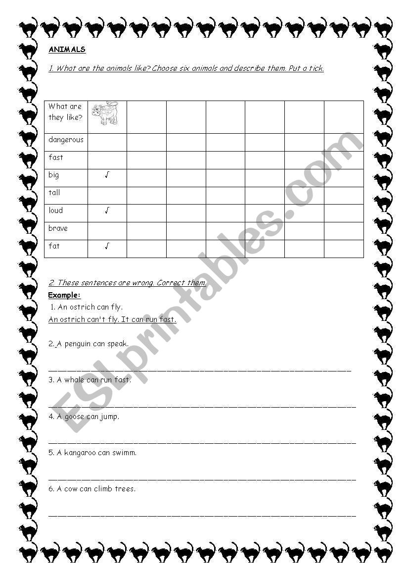 What can animals do? worksheet