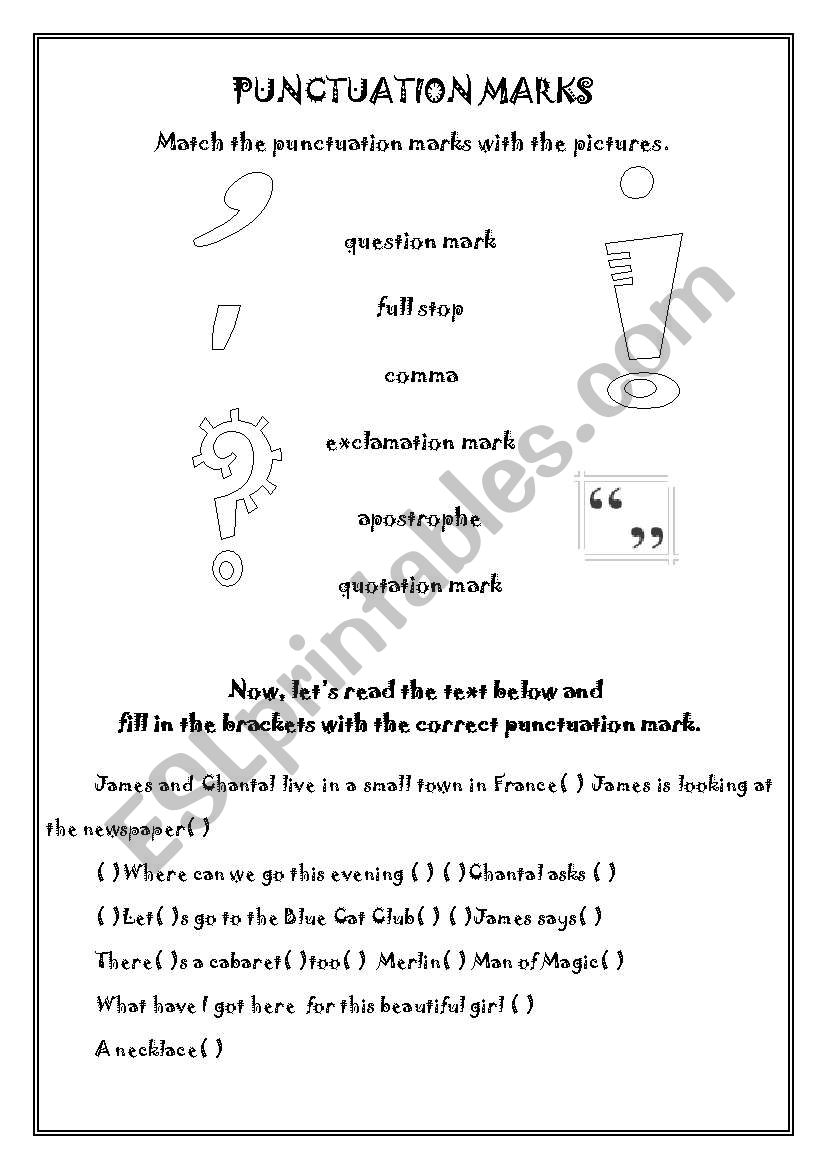 punctuation  worksheet