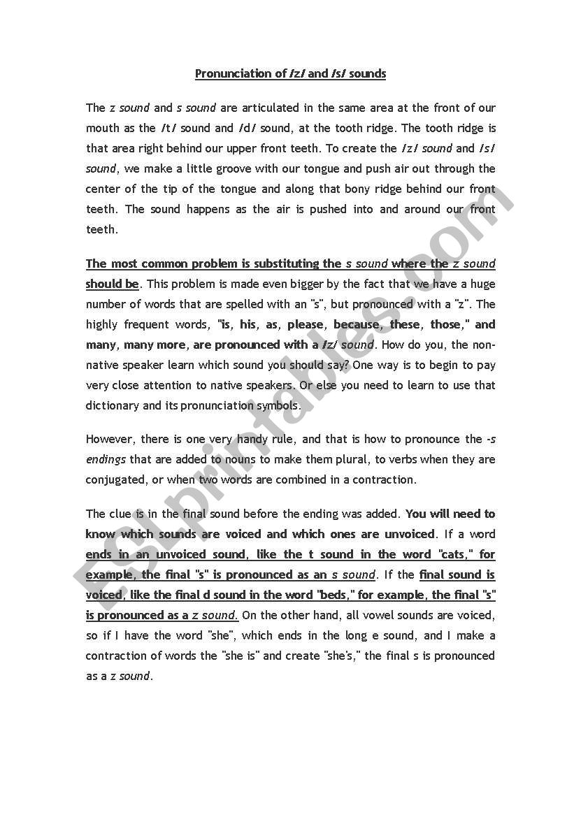 pronunciation worksheet