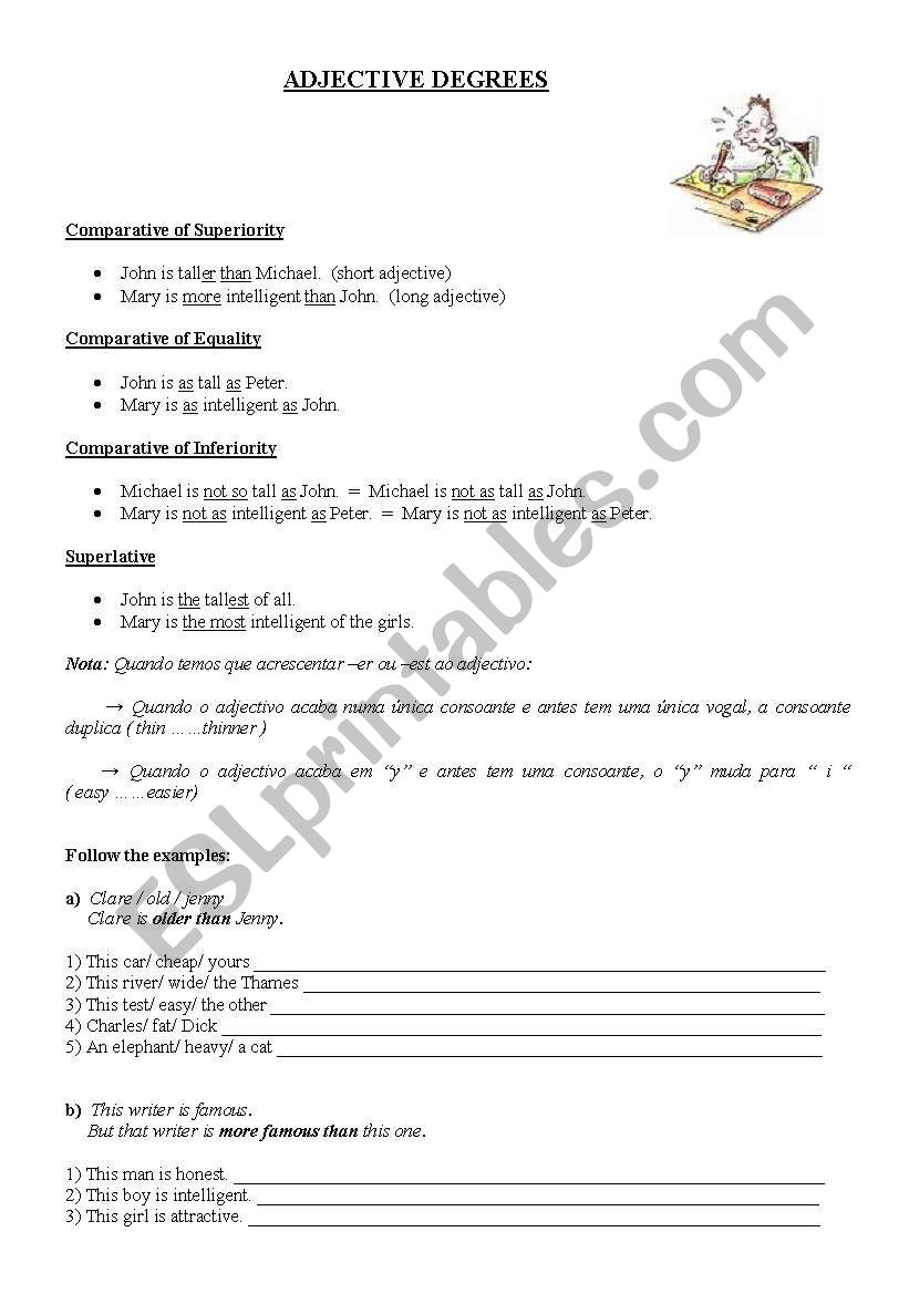 Adjective Degrees worksheet