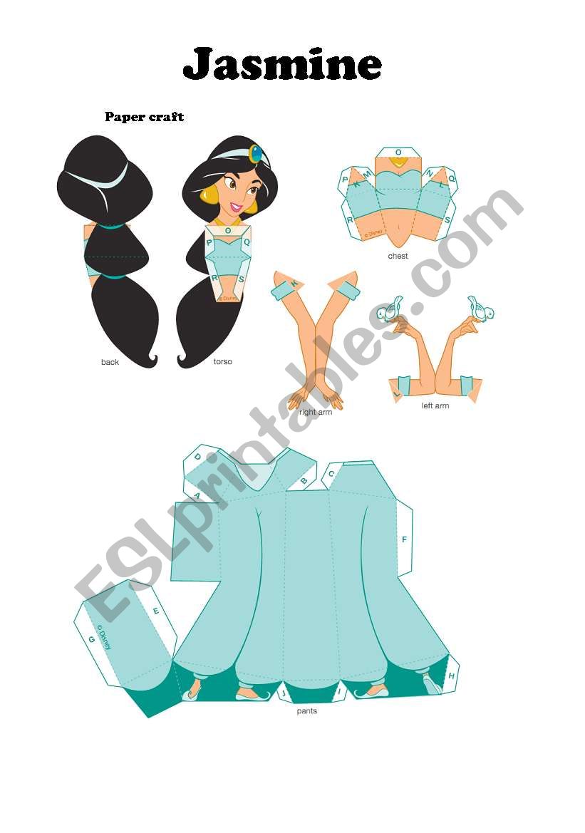 Jasmine papercraft worksheet