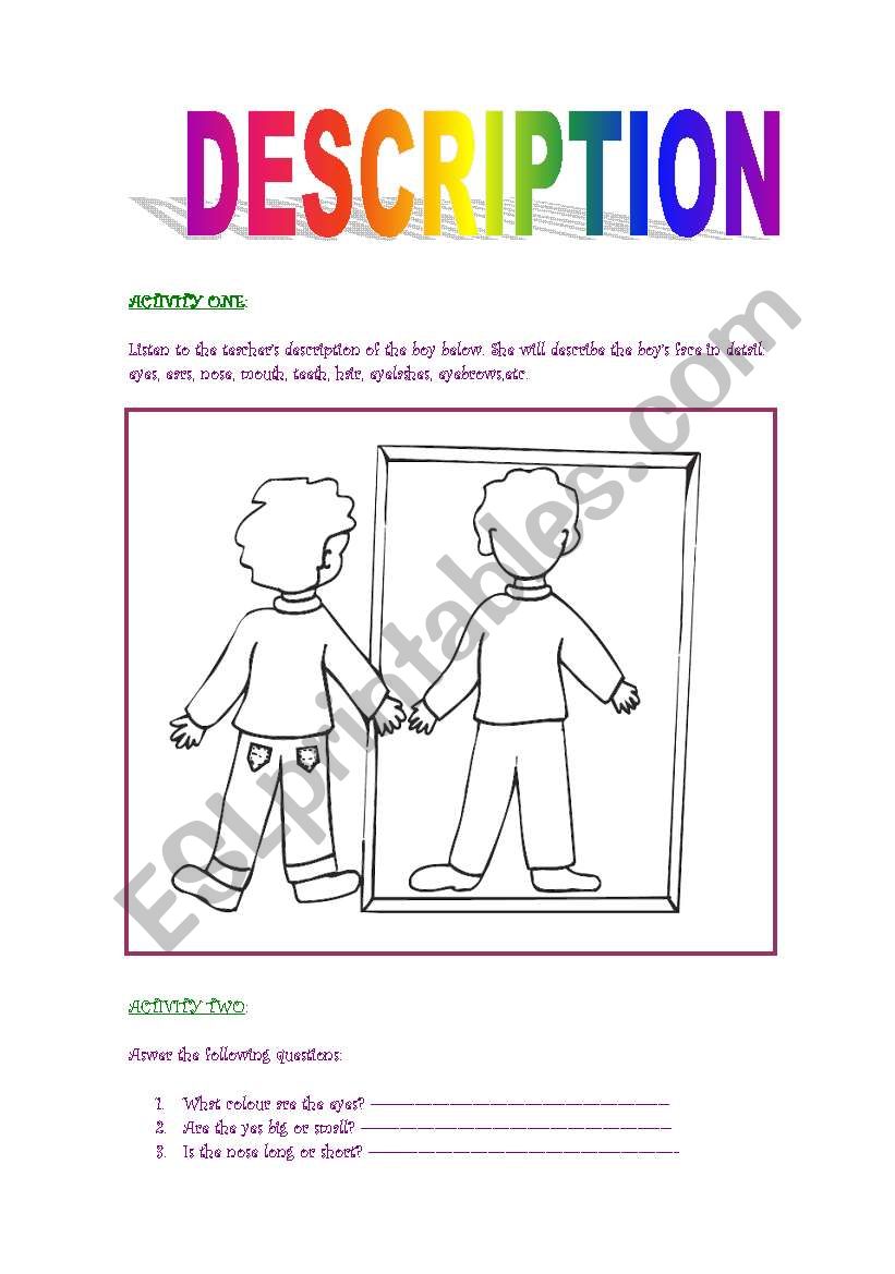 DESCRPTION worksheet