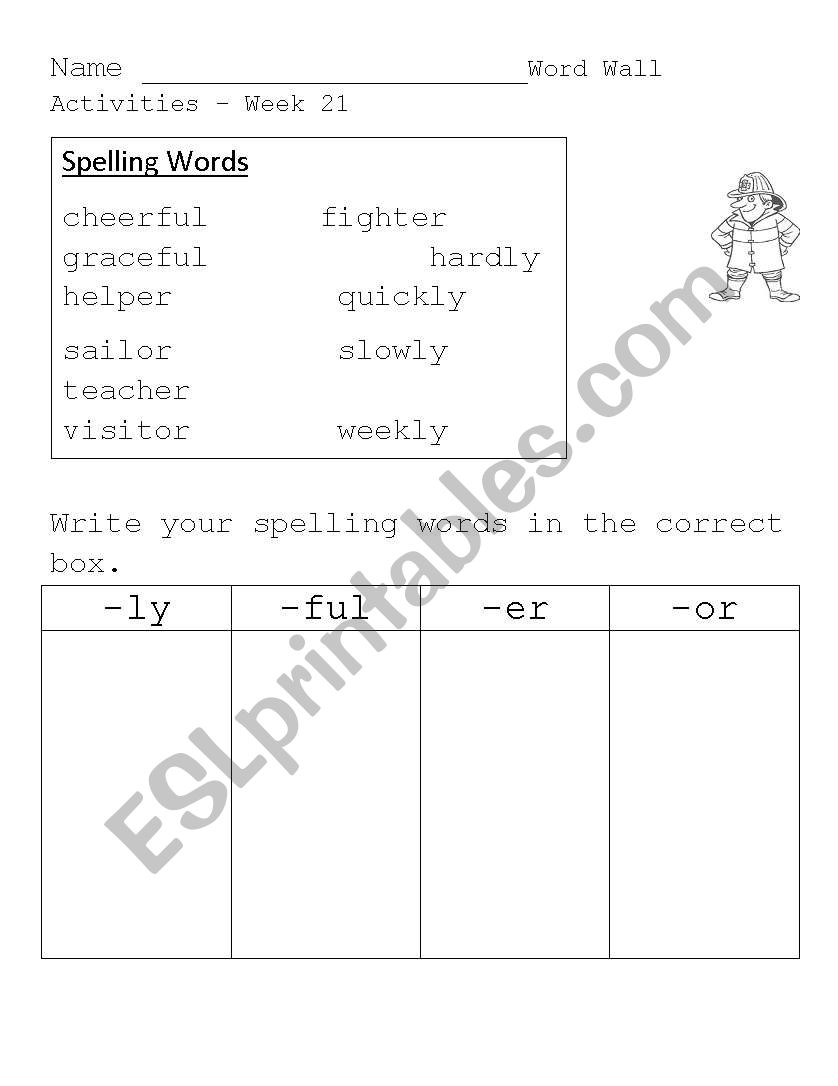 Word Wall worksheet