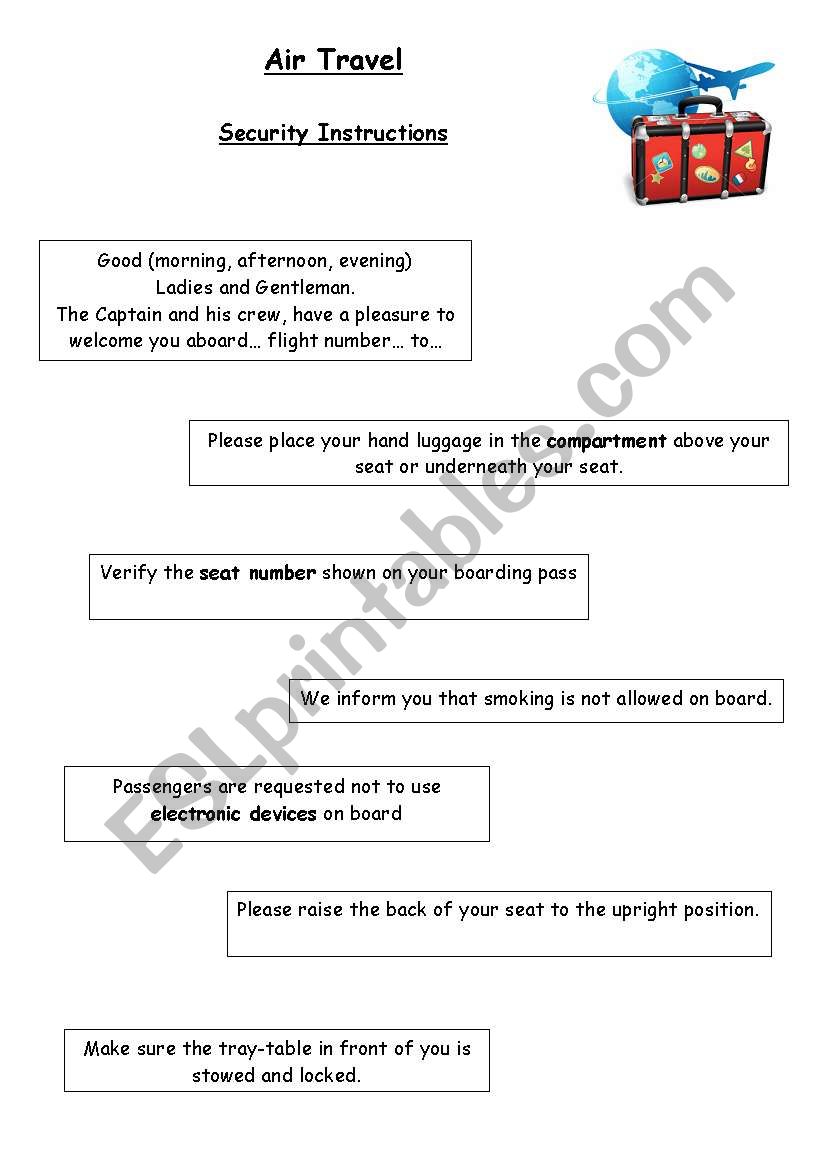 Airplane - Security Instructions ( 3 pages)