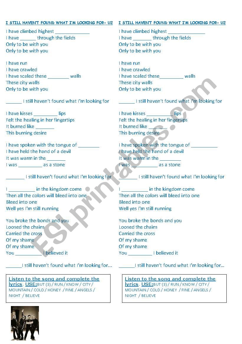 PRESENT PERFECT - SONG worksheet