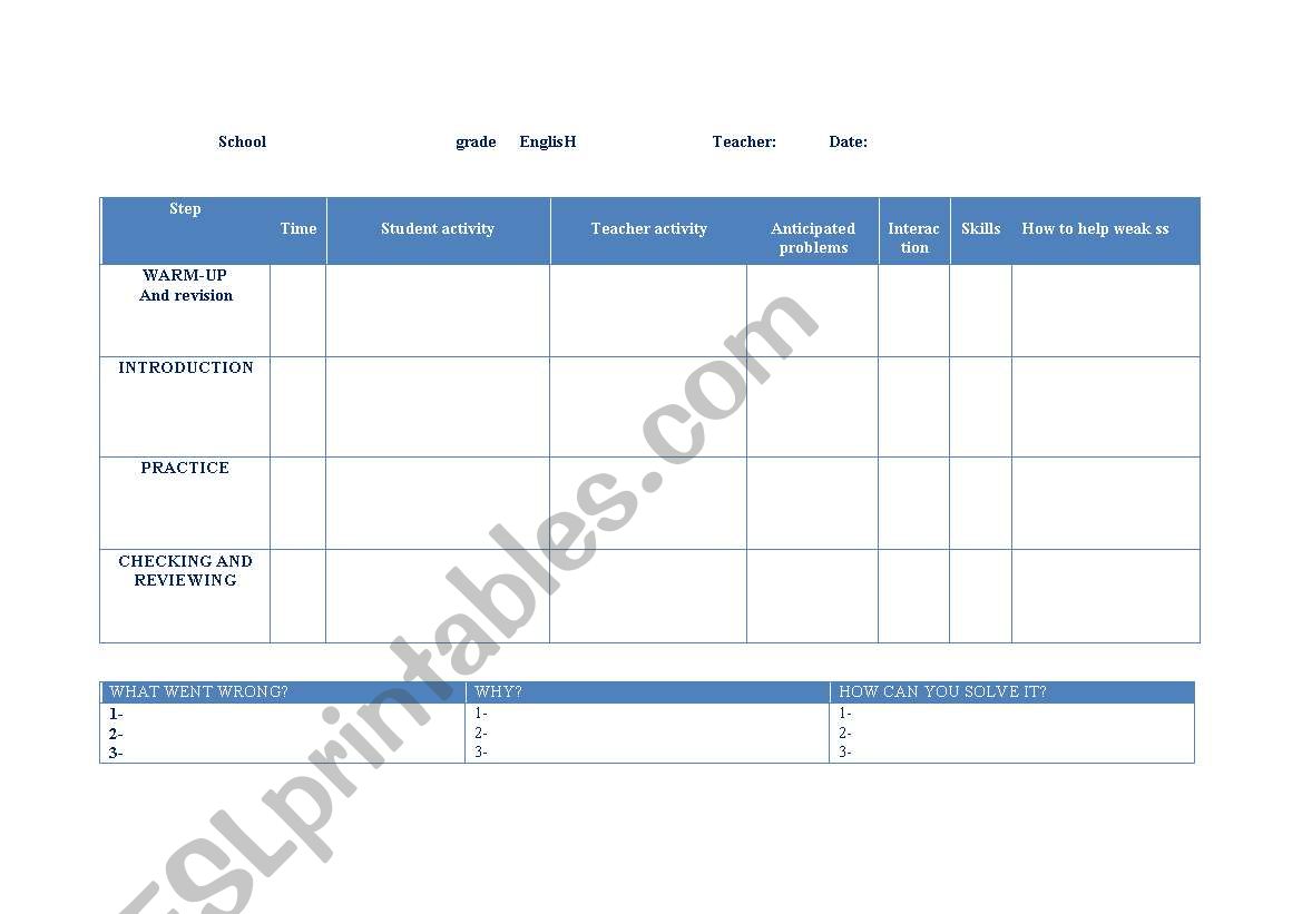 BEST LESSON PLAN (PLAN AND CORRECT EVERYTHING)