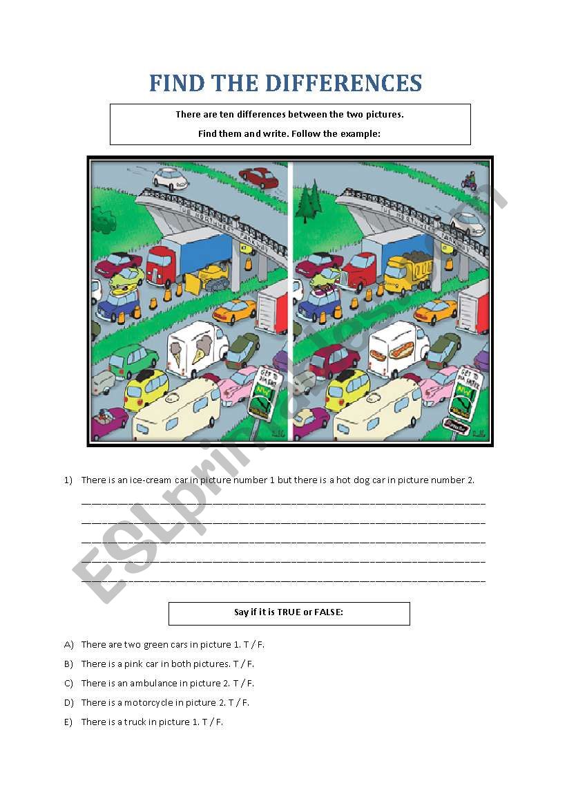 FIND THE DIFFERENCES worksheet