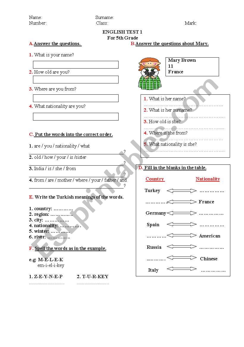 countries and nationalities worksheet