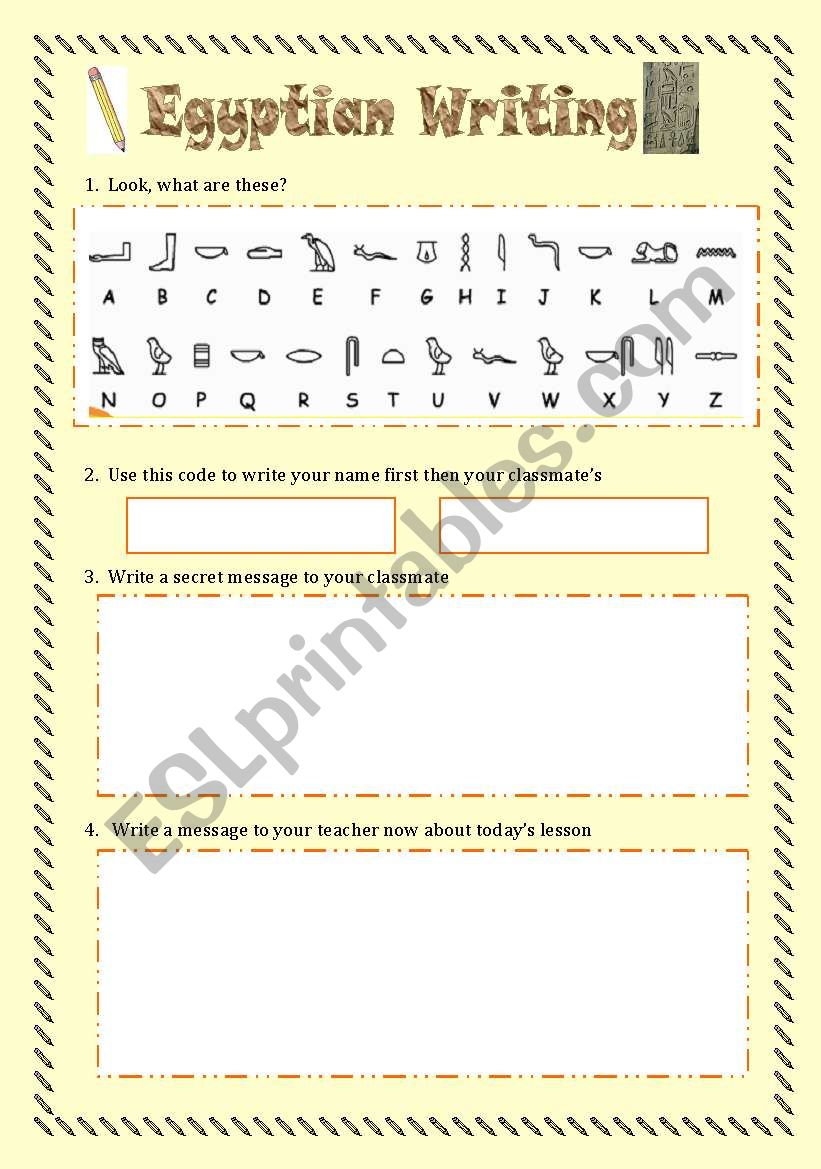Fun with Egyptian Writing worksheet