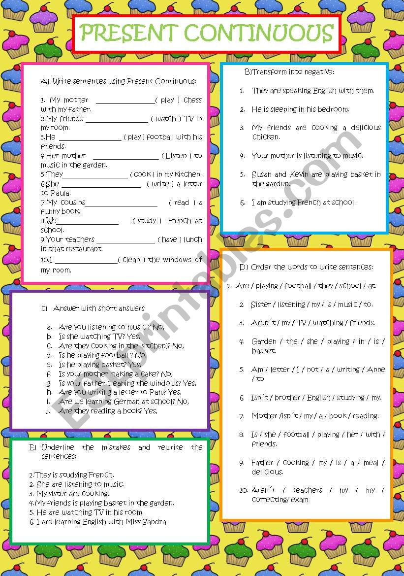 Present Continuous worksheet