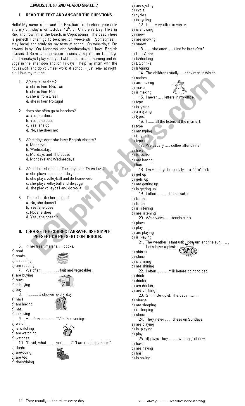 present continous exercises worksheet