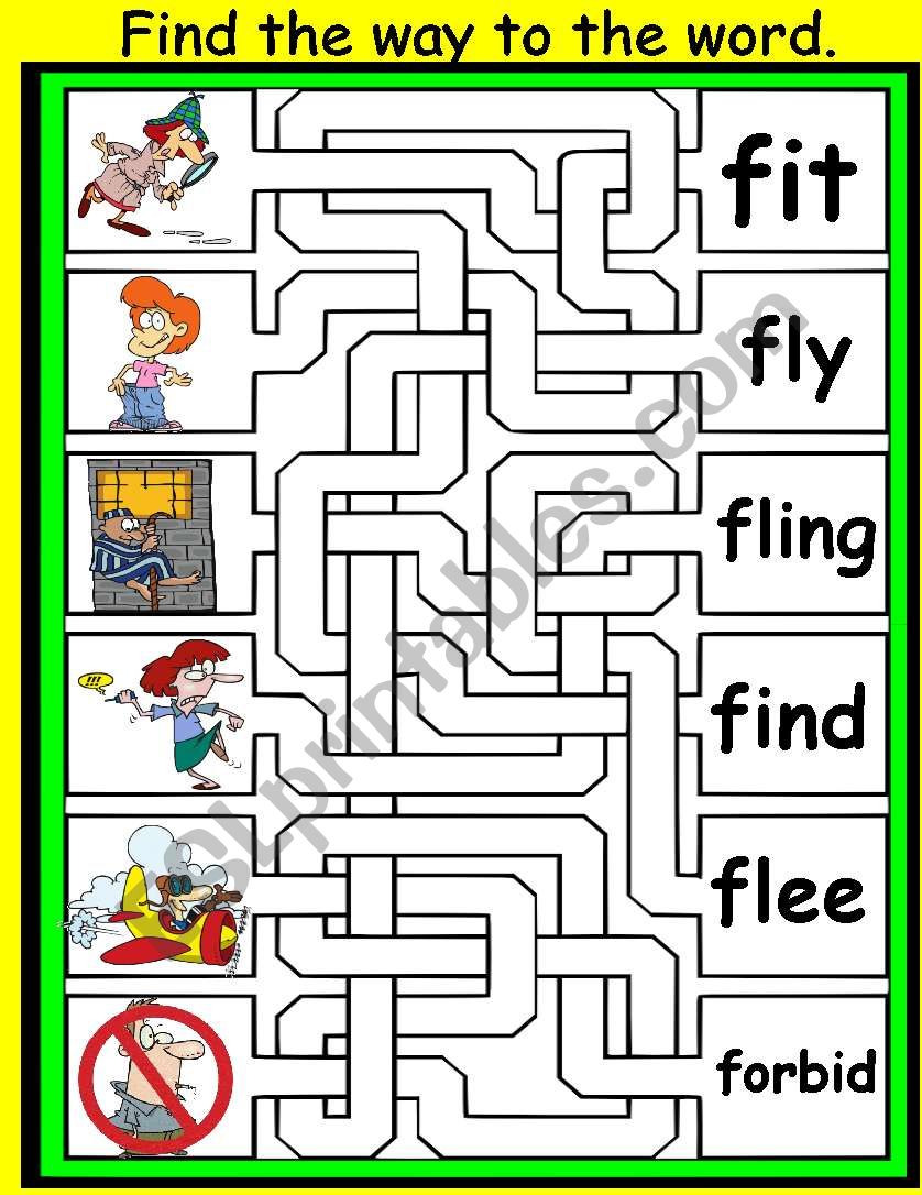 irregular verbs maze worksheet