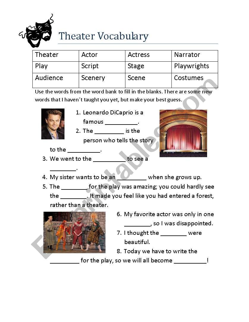 Theater Vocabulary 1 worksheet