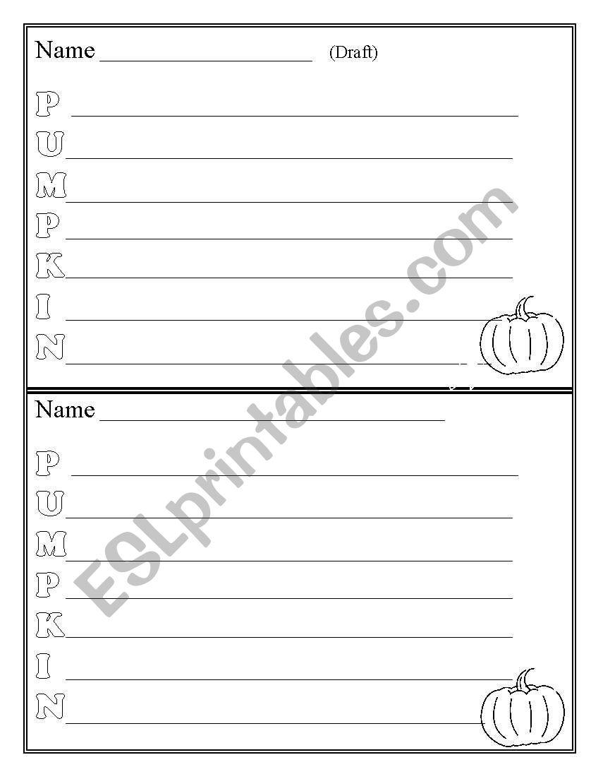 pumpkin acrostic poem worksheet