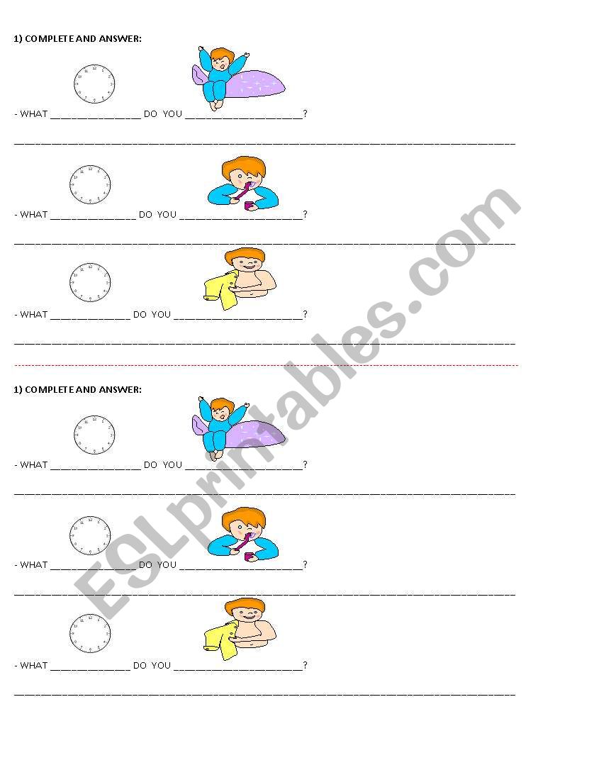 daily routines questions worksheet