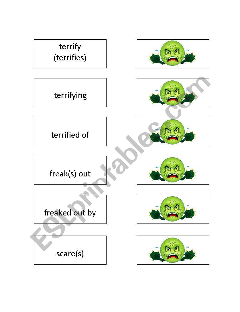 Scary Things Board Game Card Set and Rules
