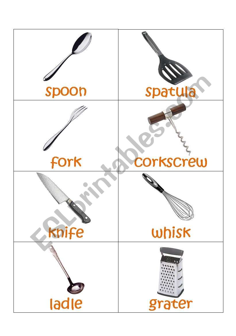 kitchen utensil  worksheet