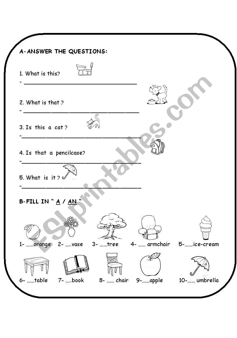 PLURALS/ A-AN / THIS-THAT worksheet