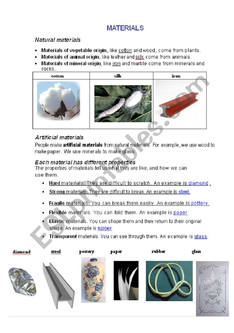 MATERIALS AND PROPERTIES OF MATERIALS