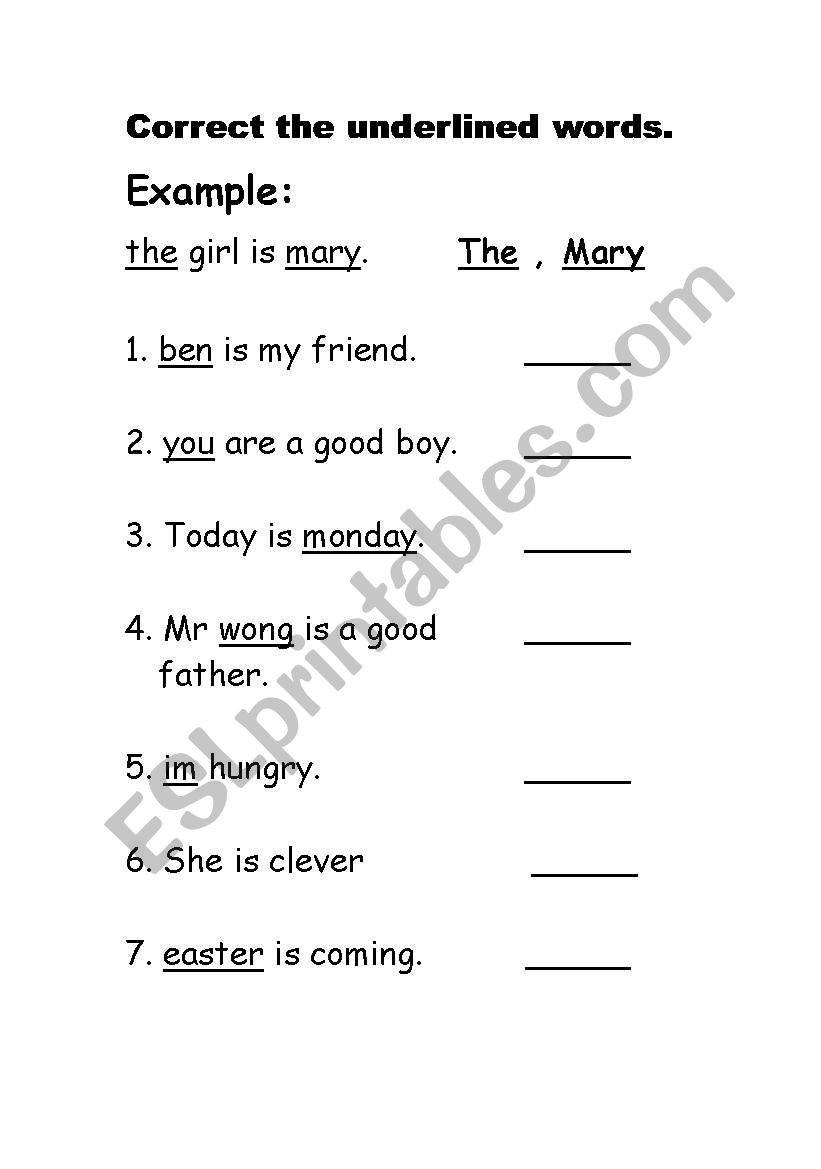 Capital letters worksheet