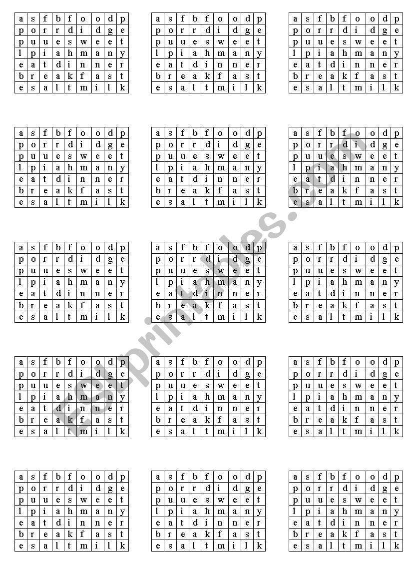 wordsearch worksheet