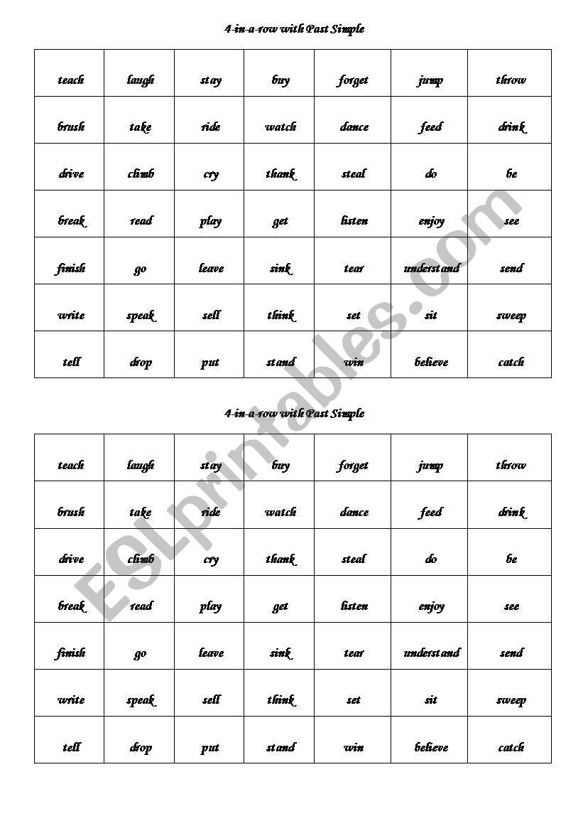 4-in-a-row  - a game with Past simple