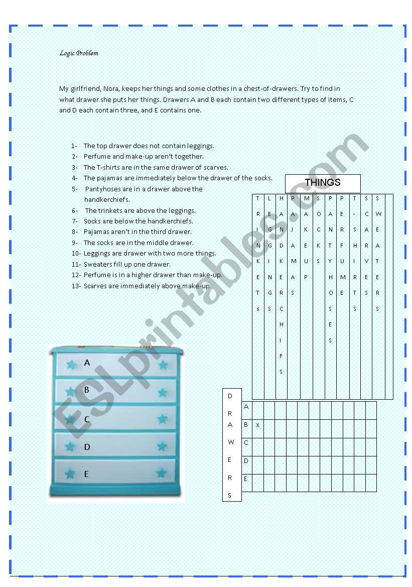 Logic Problem worksheet