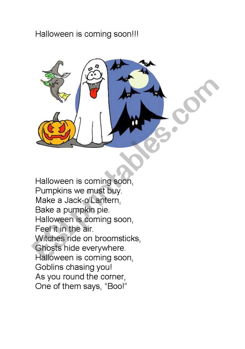 Halloween SONGS -PART 2 OF 3 worksheet