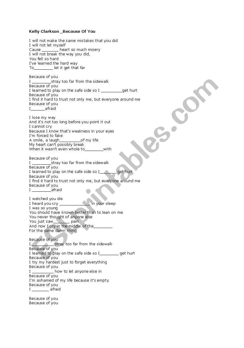song worksheet