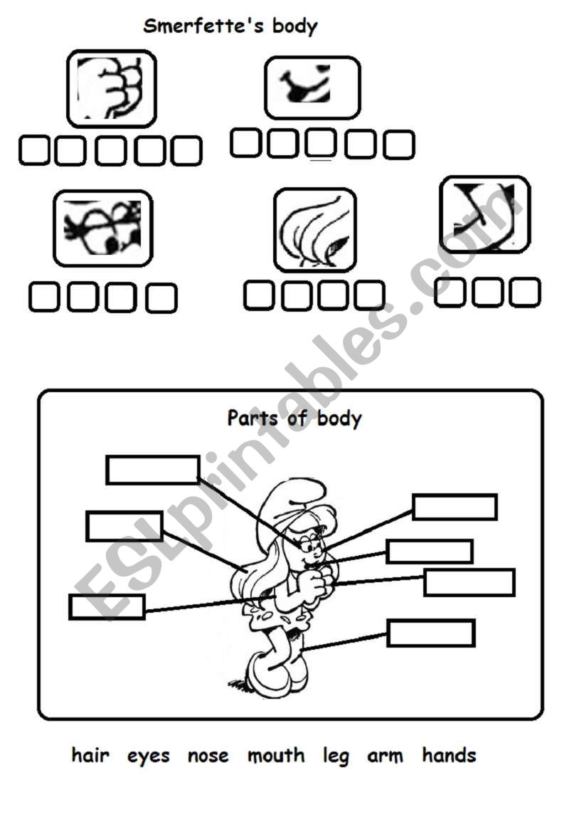 Smerfettes body worksheet