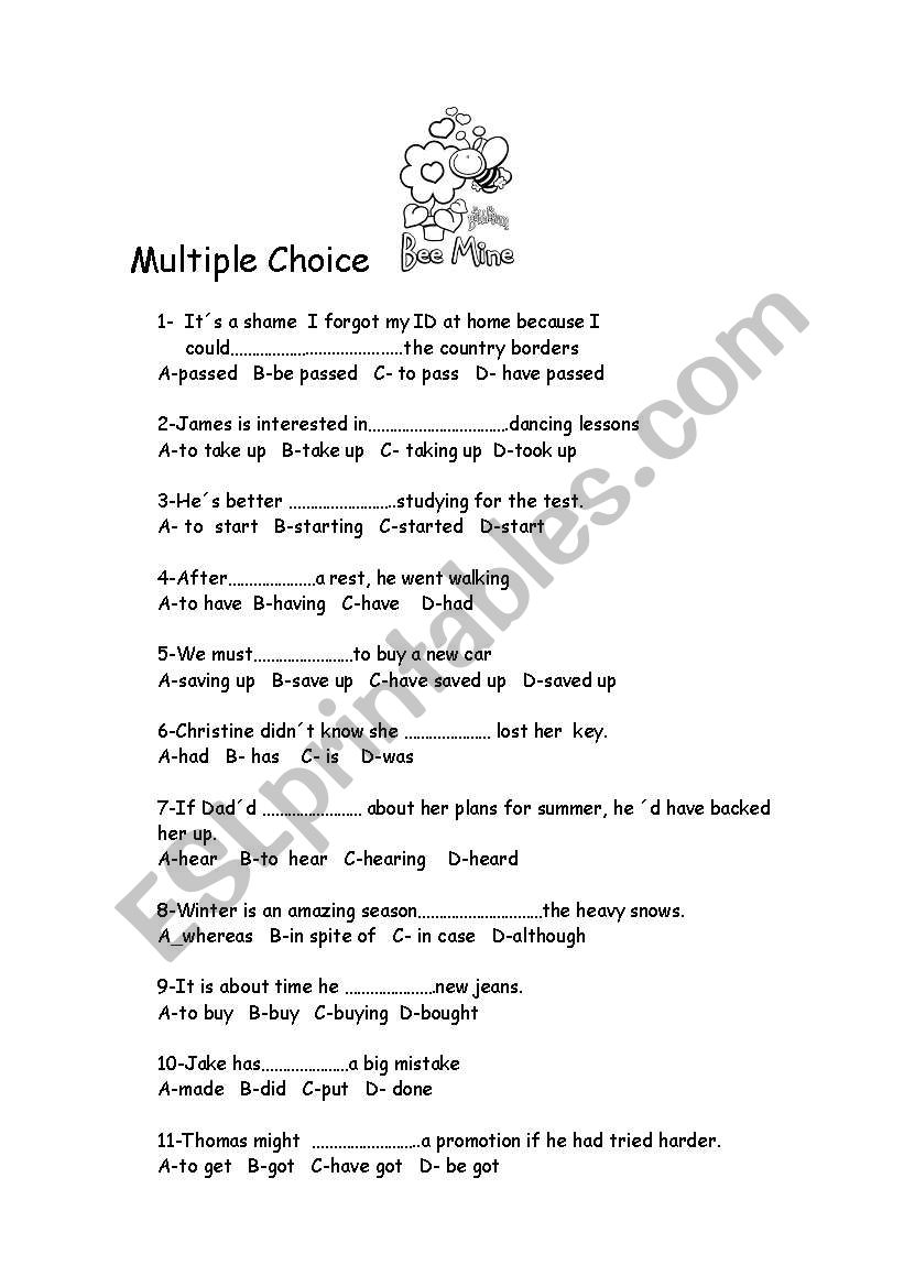 multiple choice worksheet