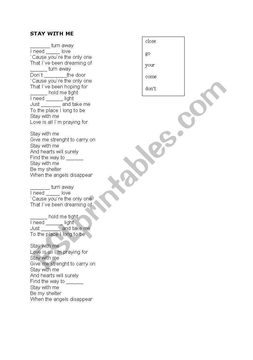 song worksheet