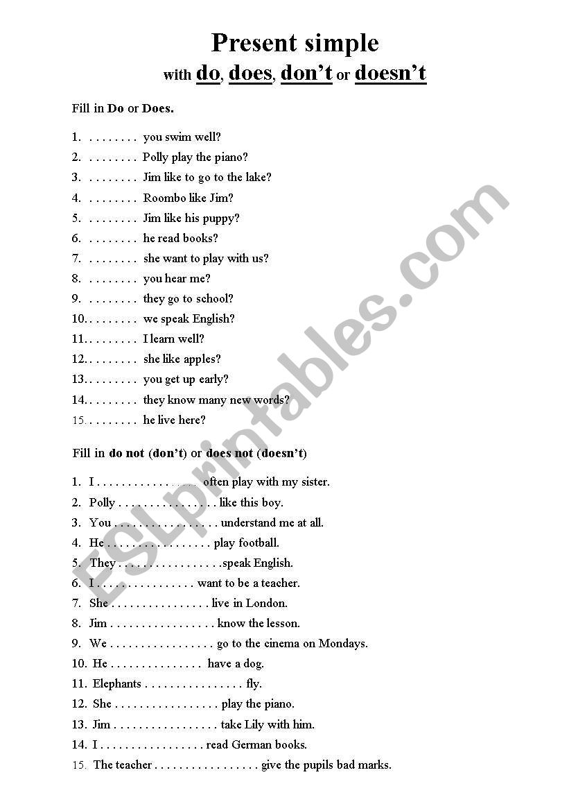 Present Simple worksheet