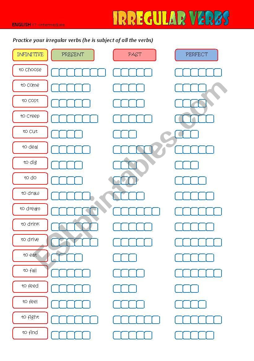 Irregular Verbs (choose - find)