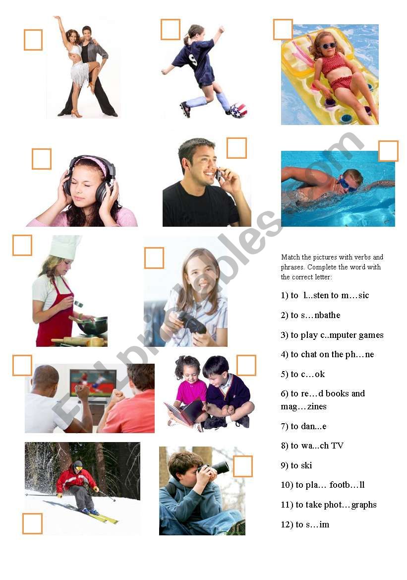 freetime activities worksheet