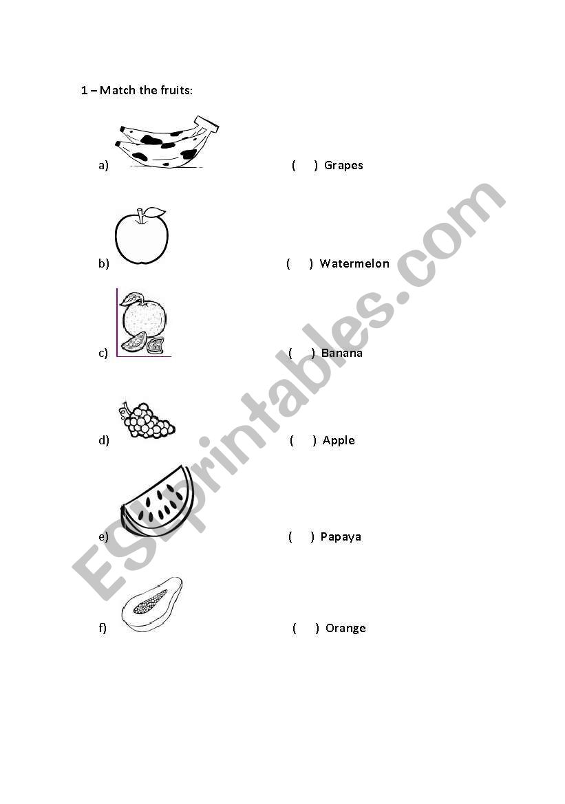 Fruits worksheet